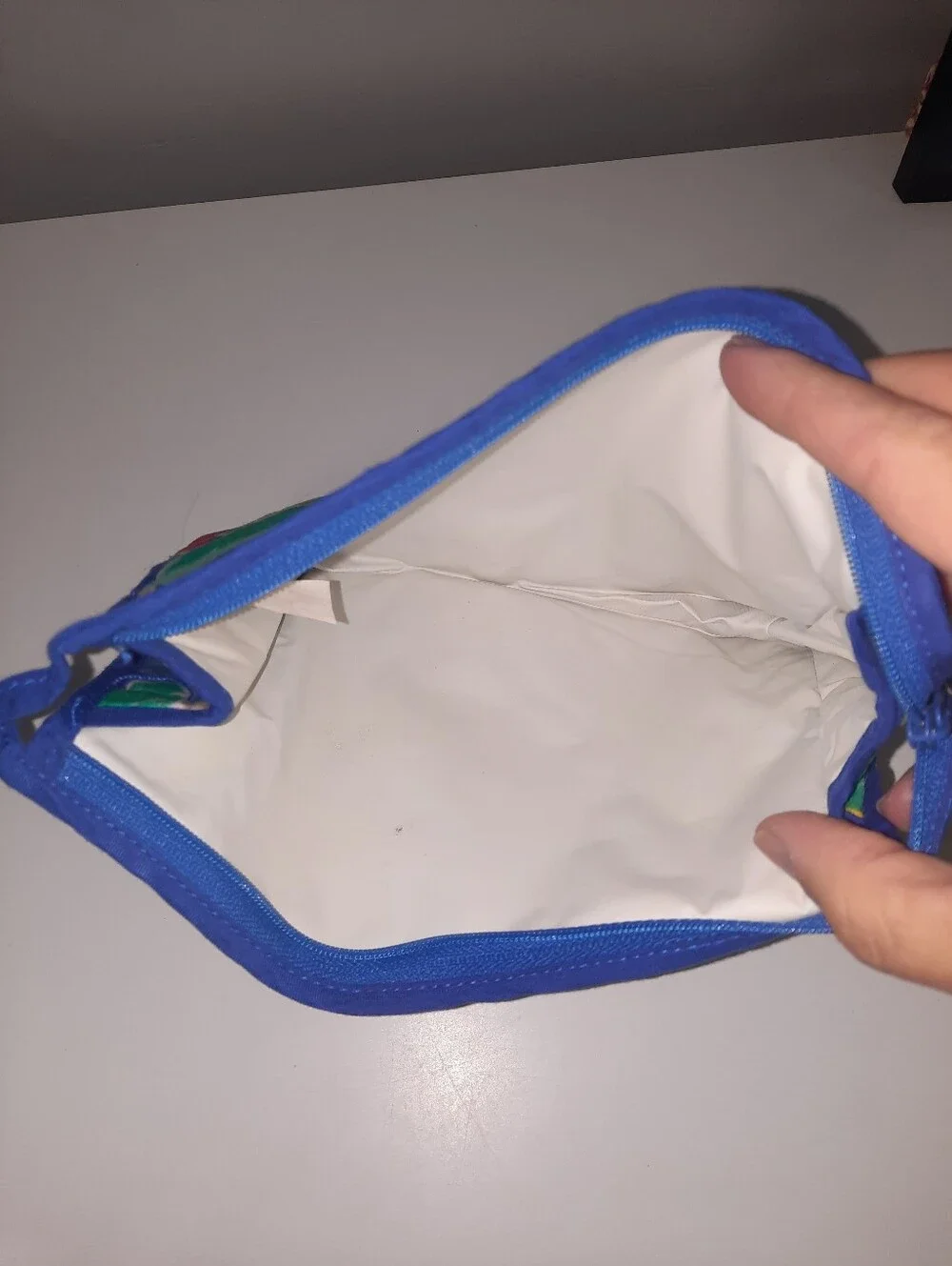 Vintage Gloria Vanderbilt Floral Blue Canvas Cosmetic Pouch